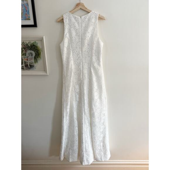 KAY UNGER Maurena White Floral Lace Floral High Neck Gown Size 14 - Picture 4 of 8